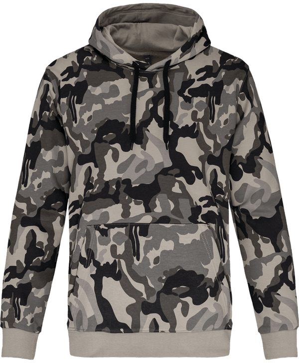 Sweat Shirt À Capuche Personnalise Grey Camouflage