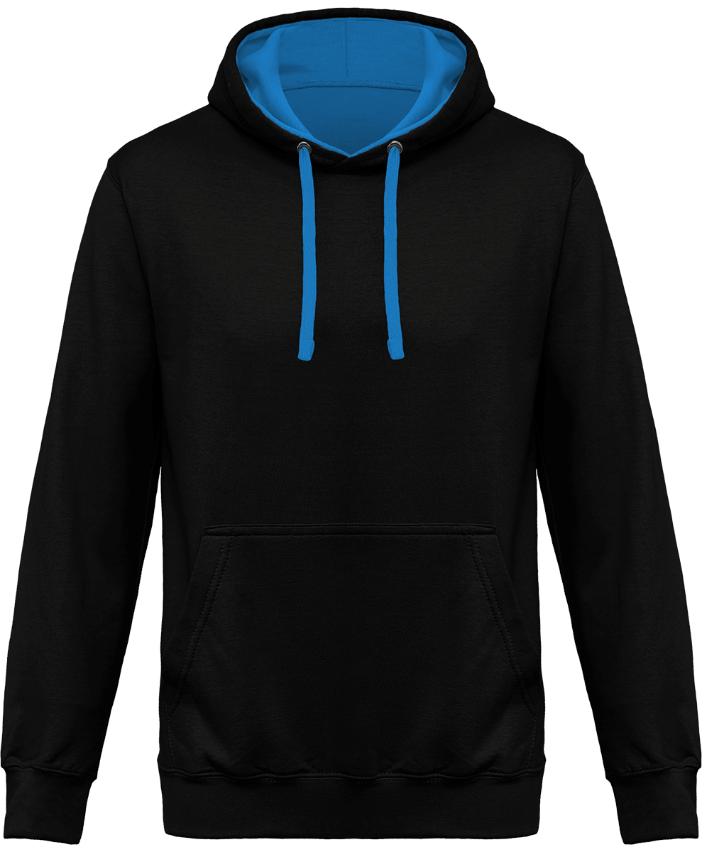 Bicolore Hooded Sweatshirt Black / Light Royal Blue