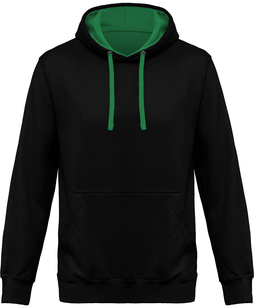 Bicolore Hooded Sweatshirt Black / Light Kelly Green