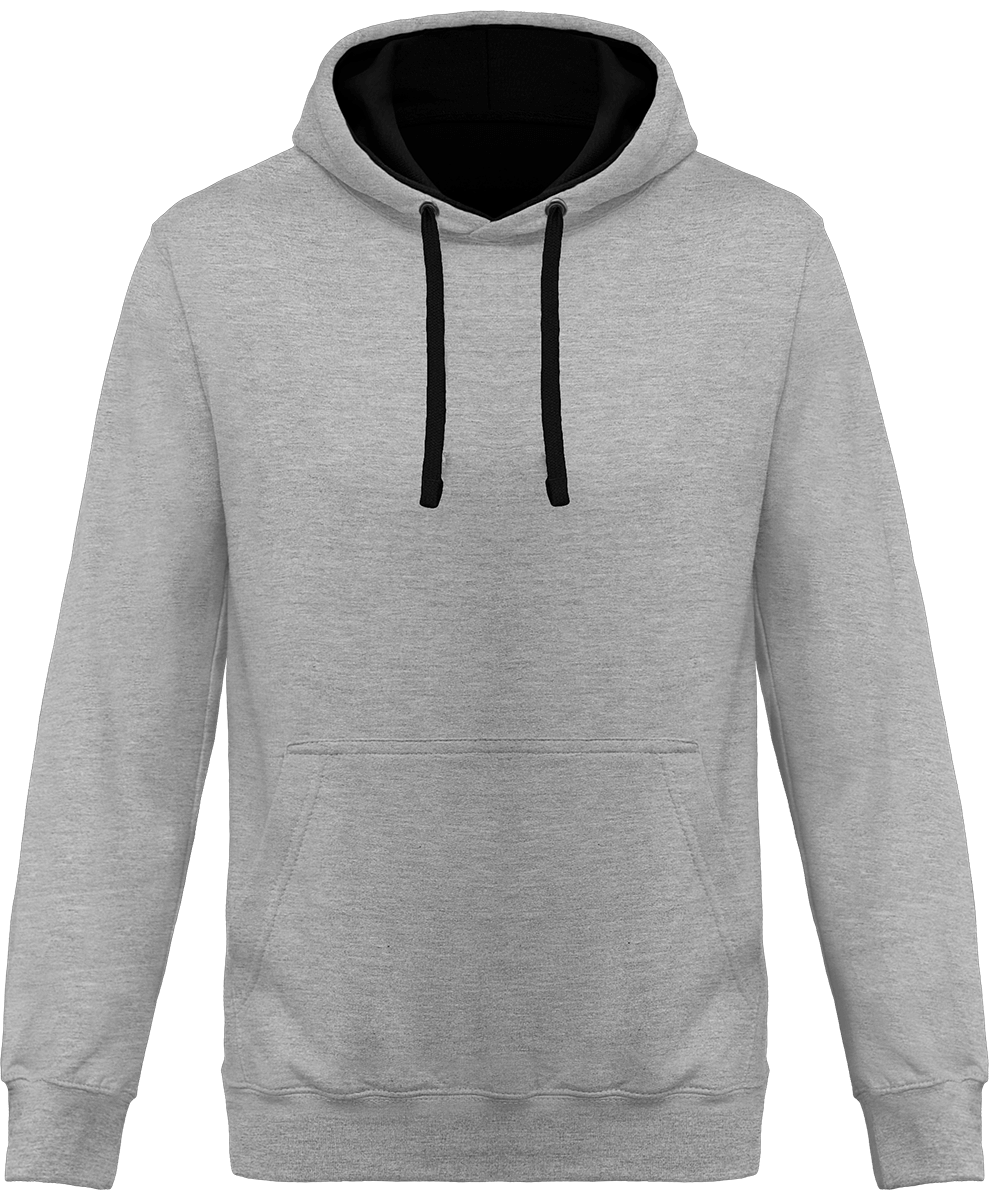Sweatshirt Bicolore À Capuche Oxford Grey / Black