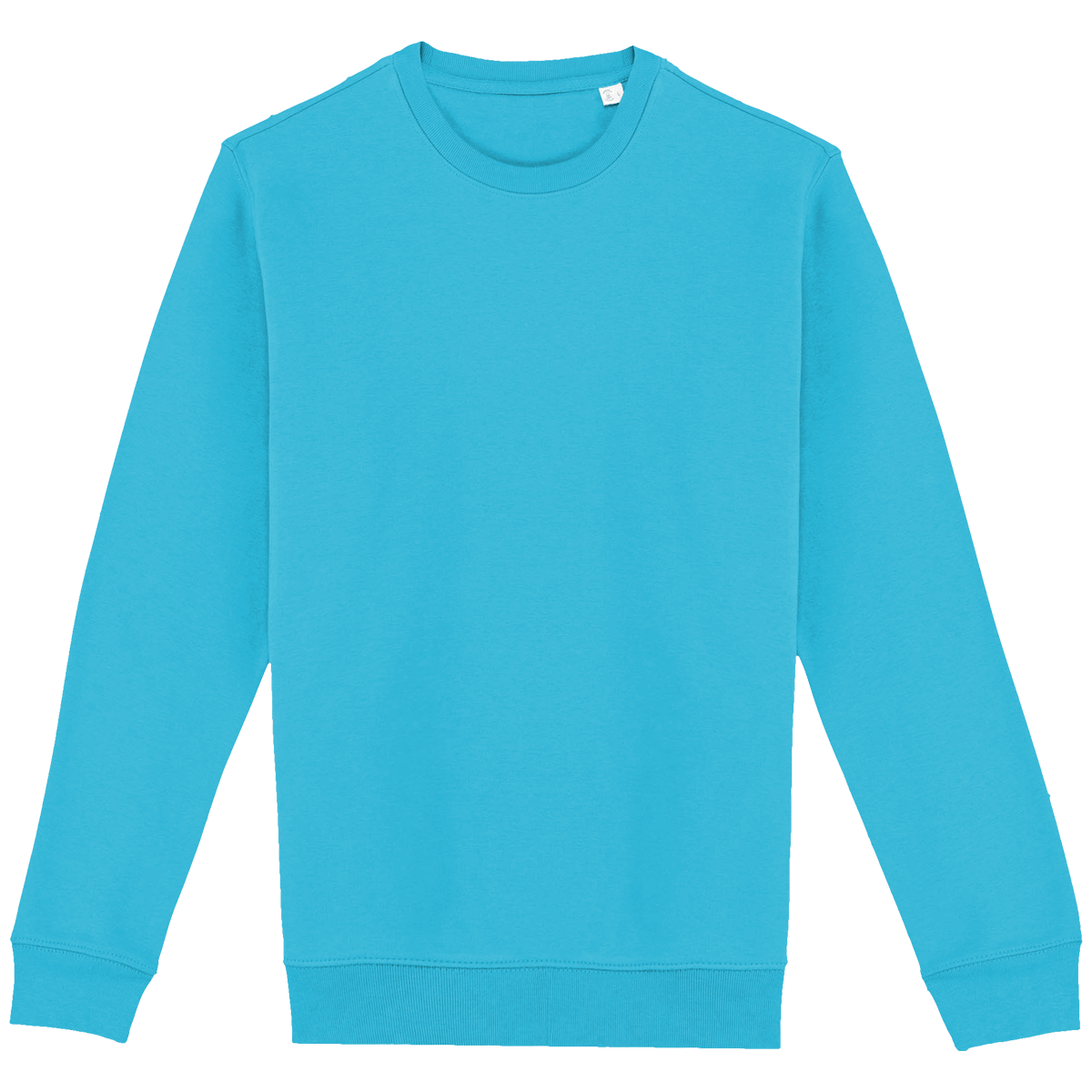 Sweat Col Rond Unisexe Biologique | Coton Bio Et Polyester Recyclé | Broderie Et Impression Light Turquoise