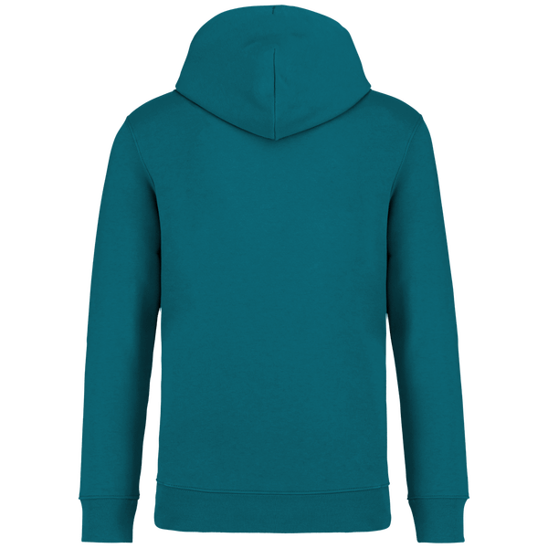 Sweat capuche unisexe bio dos Peacock Green