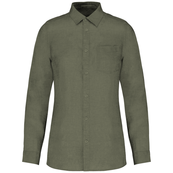 Chemise En Lin Femme | 100%lin | Broderie Et Flocage Organic Khaki