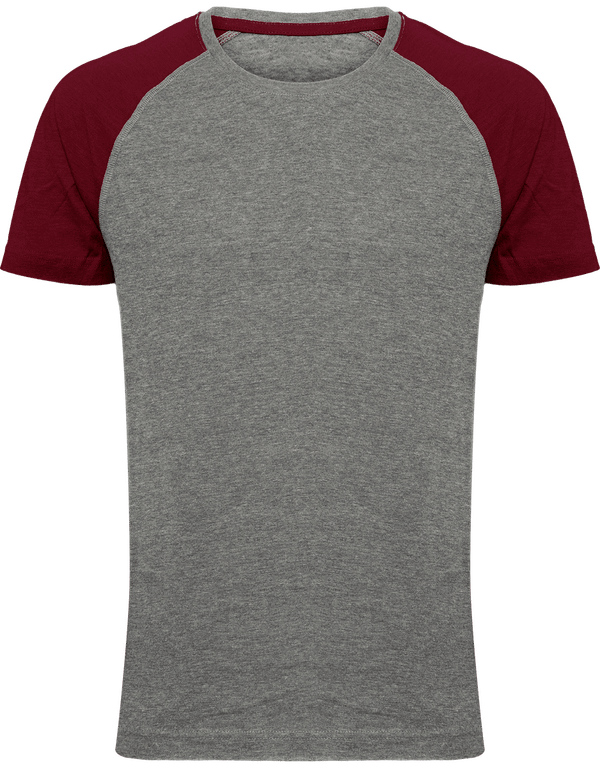 Tee-Shirt Sport Unisexe Bicolore | Triblend Grey Heather / Wine Heather