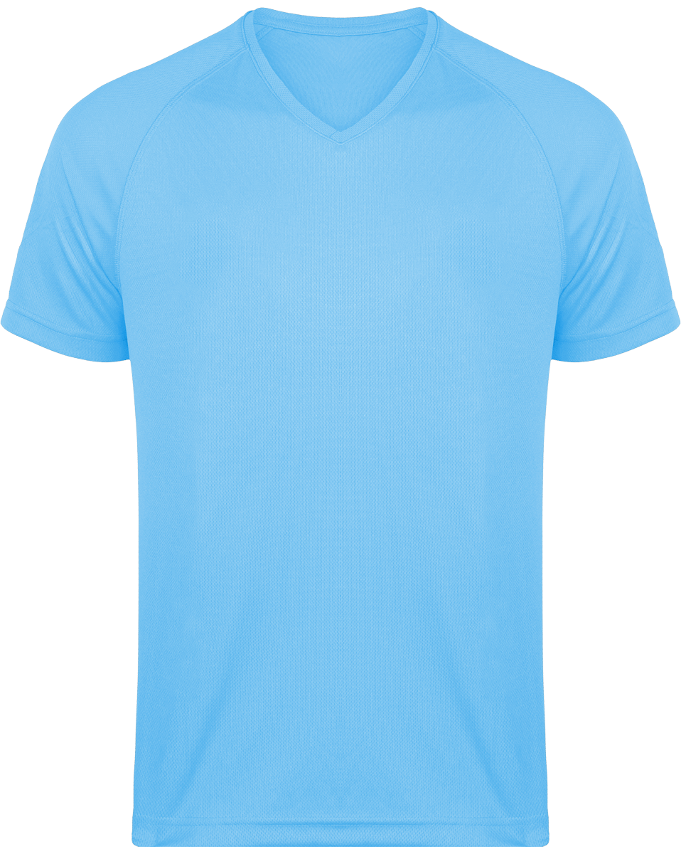 Men's Sports V-Neck T-Shirt | Print And Embroidery Sky Blue
