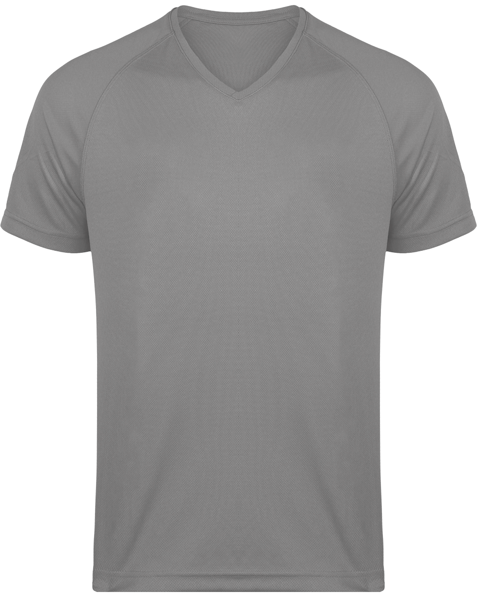 Men's Sports V-Neck T-Shirt | Print And Embroidery Fine Grey