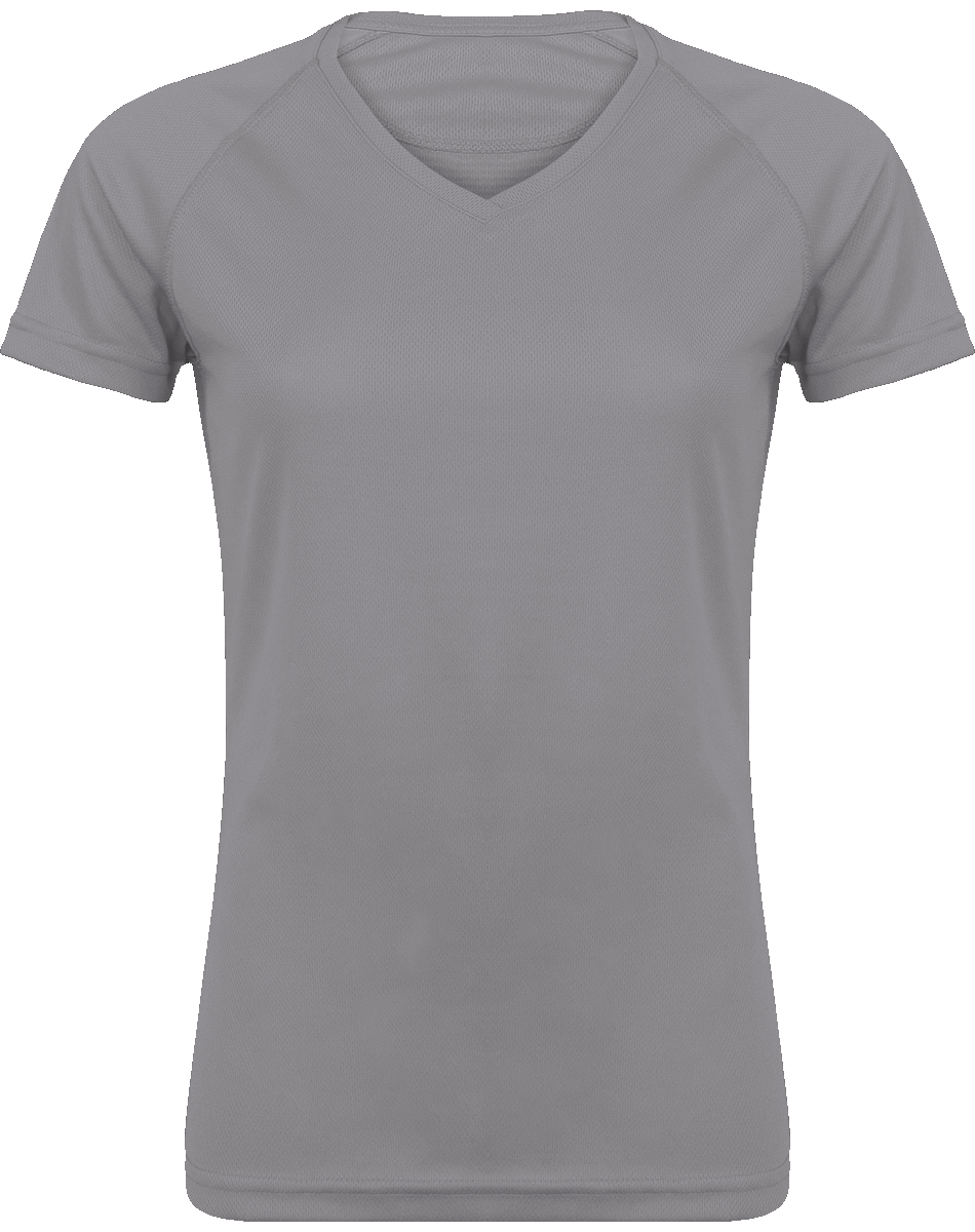 Women's Sports T-Shirt | V-Neck And Short Sleeves Fine Grey