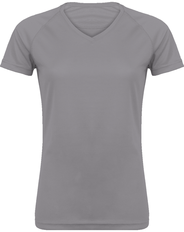 Camiseta Deporte Cuello V Mujer | Cuello V Y Manga Corta Fine Grey