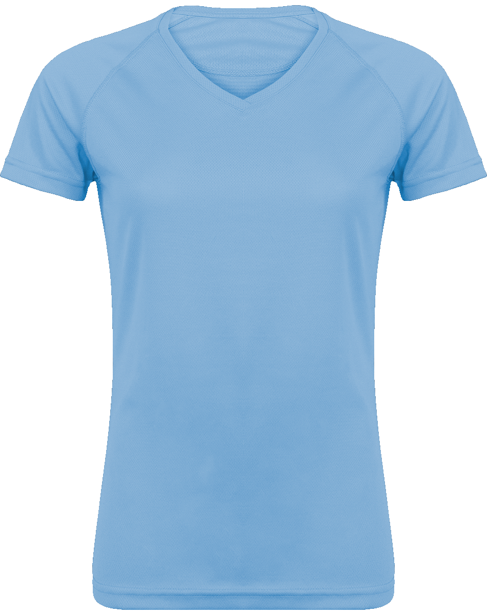 Tee-Shirt De Sport Femme | Col V Et Manches Courtes Sky Blue