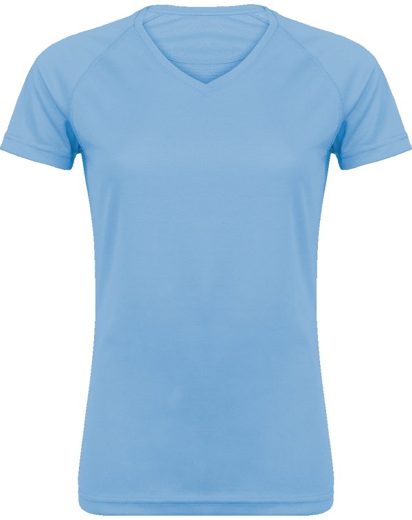 Camiseta Deporte Cuello V Mujer | Cuello V Y Manga Corta Sky Blue