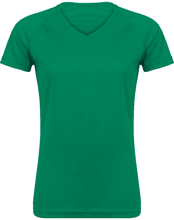 Camiseta Deporte Cuello V Mujer | Cuello V Y Manga Corta Kelly Green