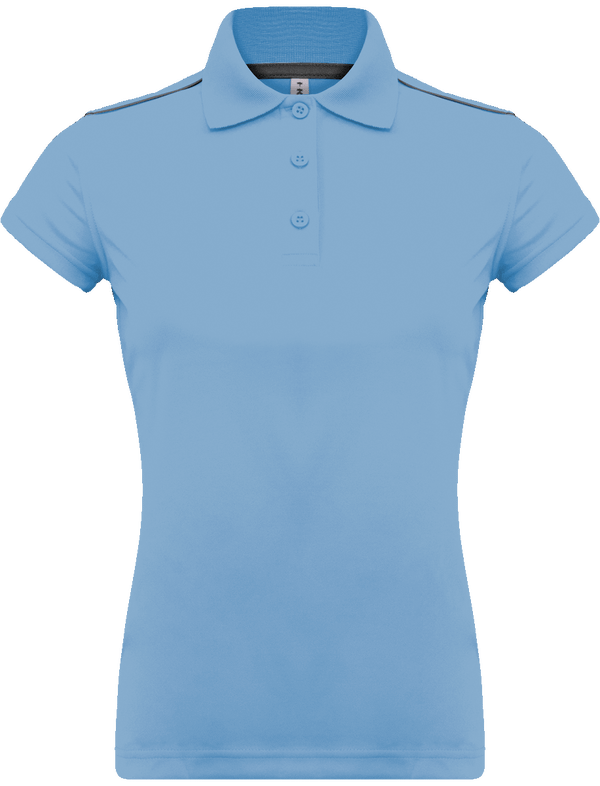 Damen-Sportpolo | Stickerei Und Flex | 100% Polyester Sky Blue