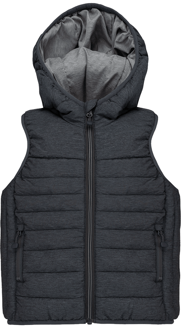 Bodywarmer À Capuche Enfant À Personnaliser Marl Dark Grey