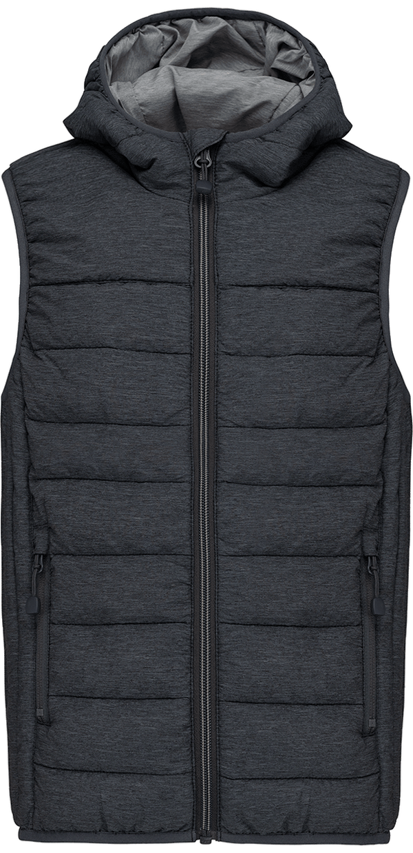 Daunenweste Mit Kapuze Bodywarmer | Unisex | Stickerei Marl Dark Grey