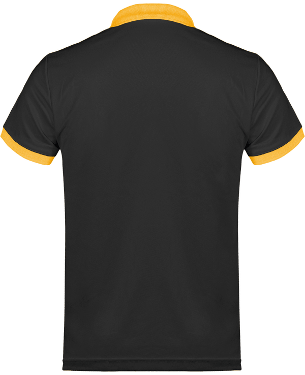 Polo pique performance homme dos Black / Yellow