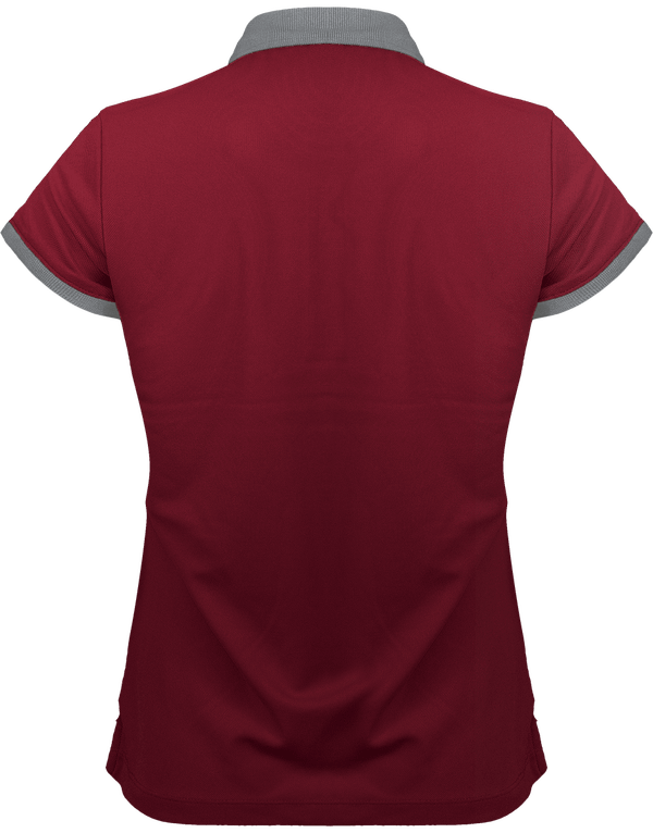 Polo femme pique performance dos Wine / sporty grey