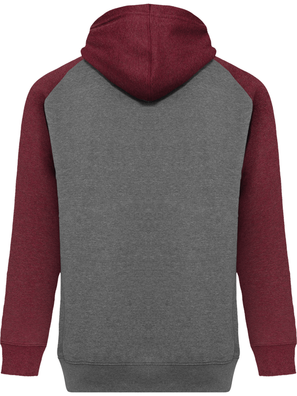 Sweat shirt sport a capuche bicolore unisexe dos Grey Heather / Wine Heather