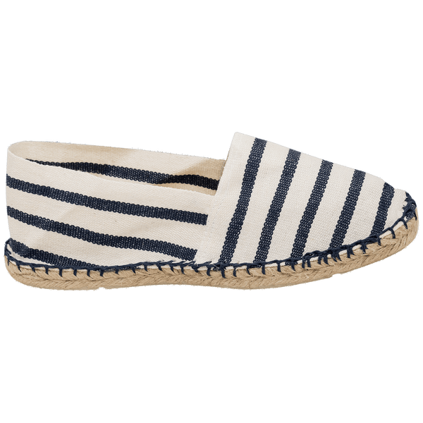 Espadrille made in france chaussure gauche interieur Natural / Navy Stripe