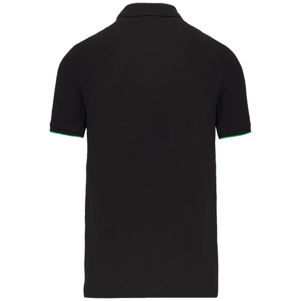 Polo contraste manches courtes day to day homme dos Black / Kelly Green