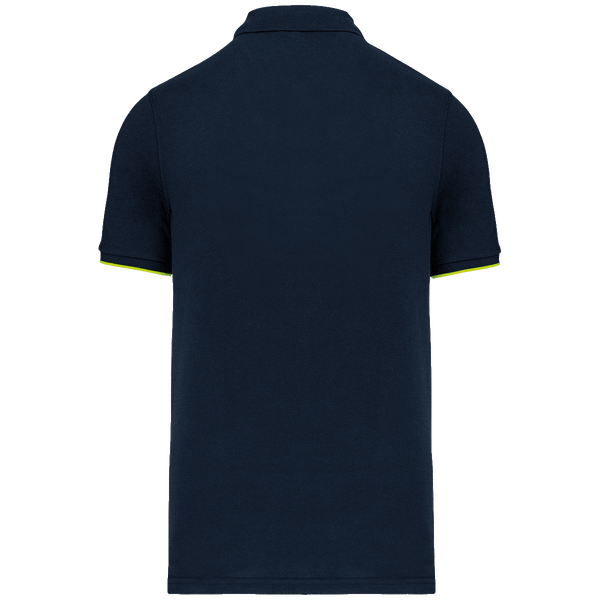 Polo contraste manches courtes day to day homme dos Navy / Fluorescent Yellow