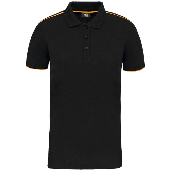 Polo contraste manches courtes day to day femme plexus Black / Yellow