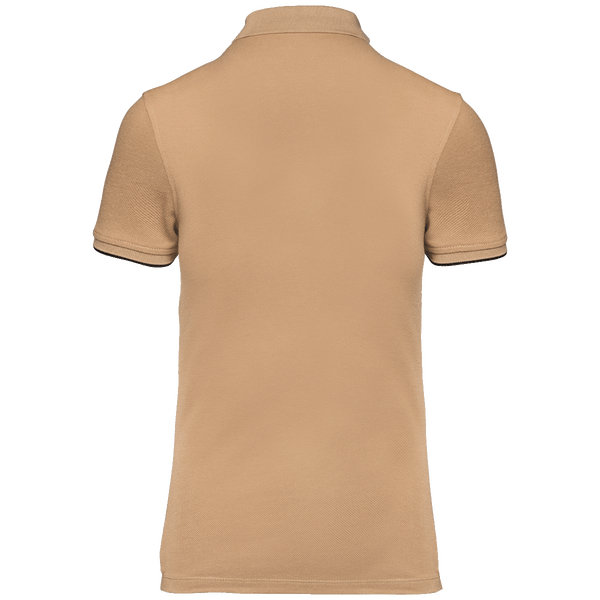 Polo contraste manches courtes day to day femme dos Camel / Black