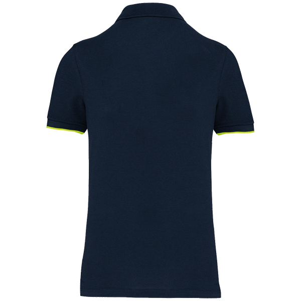 Polo contraste manches courtes day to day femme dos Navy / Fluorescent Yellow