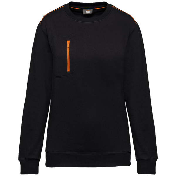 Sweat shirt zip poche contrastee day to day unisexe plexus Black / Orange