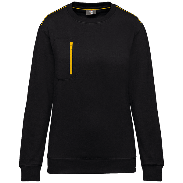 Sweat shirt zip poche contrastee day to day unisexe plexus Black / Yellow