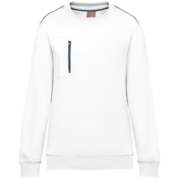 Sweat shirt zip poche contrastee day to day unisexe plexus White / Navy