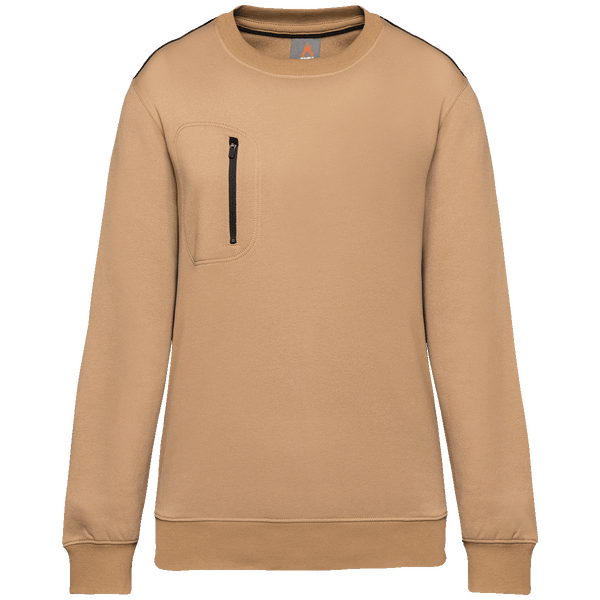 Sweat shirt zip poche contrastee day to day unisexe plexus Camel / Black