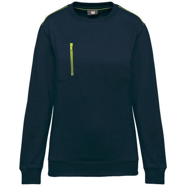 Sweat shirt zip poche contrastee day to day unisexe plexus Navy / Fluorescent Yellow