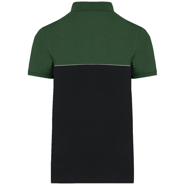 Polo bicolore ecoresponsable unisexe dos Black / Forest Green