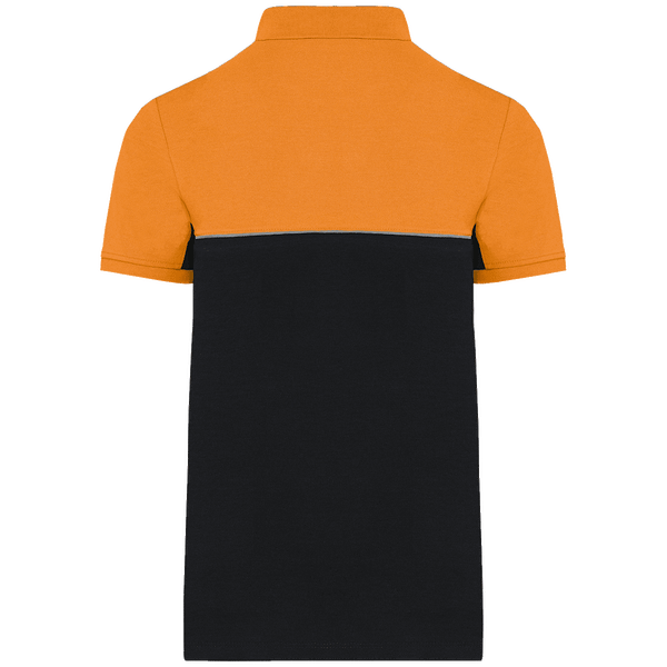 Polo bicolore ecoresponsable unisexe dos Black / Orange