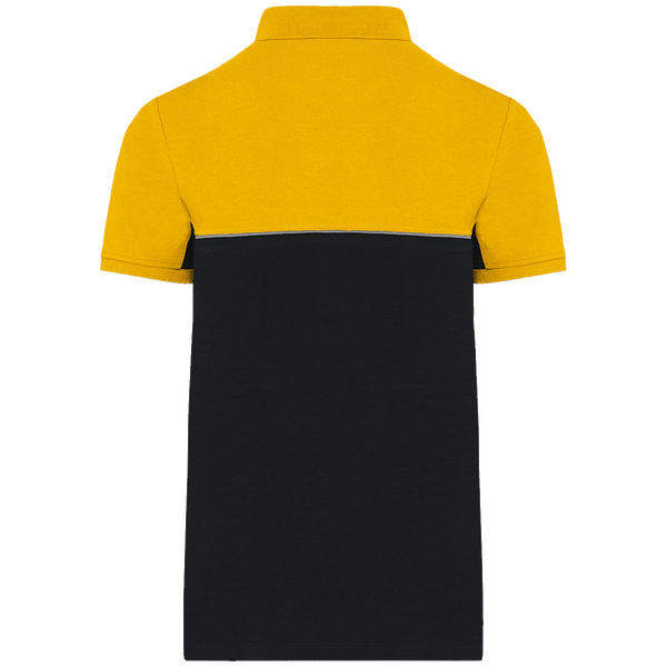Polo bicolore ecoresponsable unisexe dos Black / Yellow