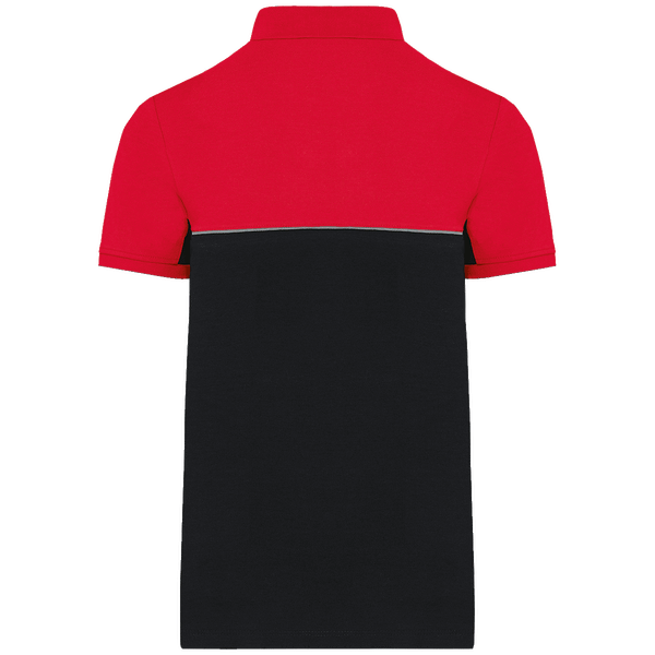 Polo bicolore ecoresponsable unisexe dos Black / Red
