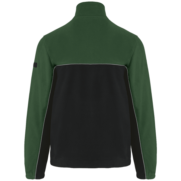 Veste micropolaire bicolore ecoresponsable unisexe dos Black / Forest Green