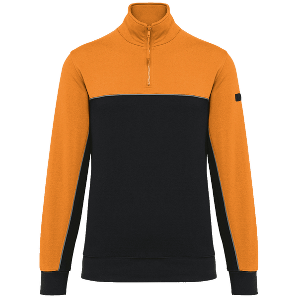 Sweat shirt ecoresponsable col zippe unisexe plexus Black / Orange