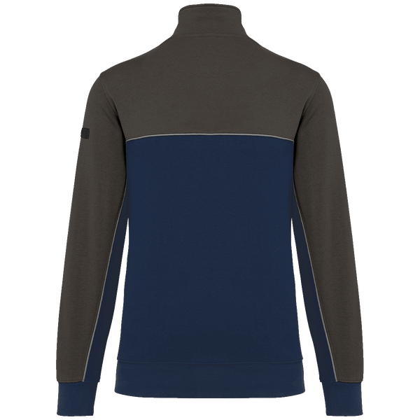 Sweat shirt ecoresponsable col zippe unisexe dos Navy / Dark Grey