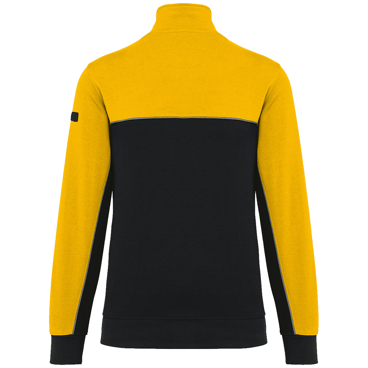 Sweat shirt ecoresponsable col zippe unisexe dos Black / Yellow