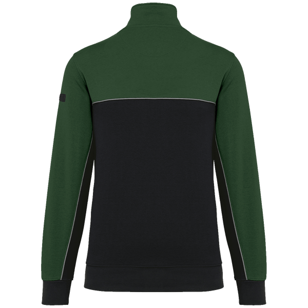 Sweat shirt ecoresponsable col zippe unisexe dos Black / Forest Green