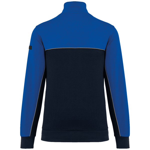 Sweat shirt ecoresponsable col zippe unisexe dos Navy / Royal Blue