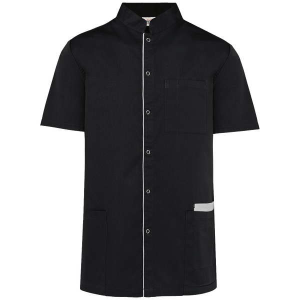 Blouse Médicale Polycoton Avec Boutons-Pression Homme À Personnaliser Black