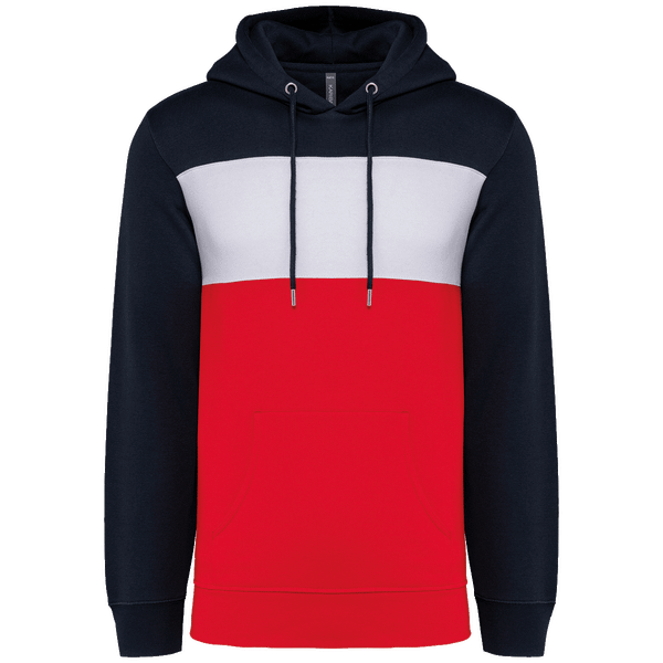 Sweatshirt tricolore a capuche unisexe plexus Navy / White / Red