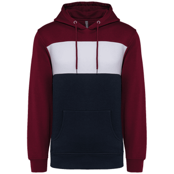 Sweatshirt tricolore à capuche unisexe à personnaliser