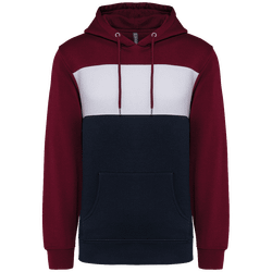 Sweatshirt tricolore à capuche unisexe à personnaliser