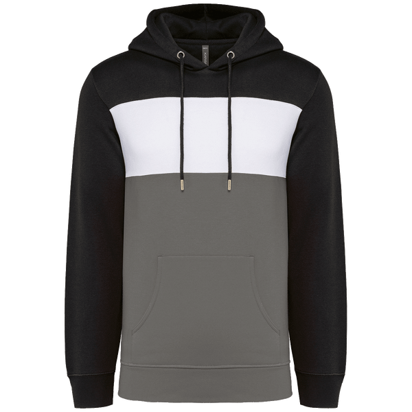 Sweatshirt tricolore a capuche unisexe plexus Black / White / Basalt Grey