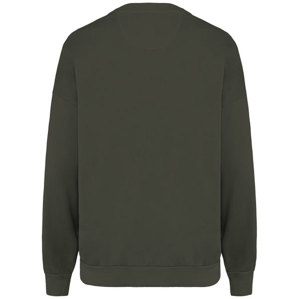 Sweatshirt oversize french terry unisexe fabrique au portugal dos Washed Organic Khaki