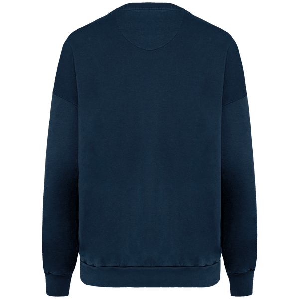 Sweatshirt oversize french terry unisexe fabrique au portugal dos Washed Navy Blue
