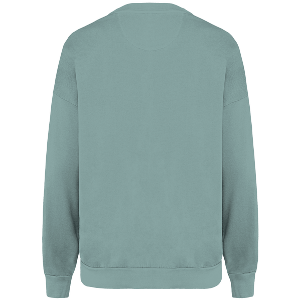 Sweatshirt oversize french terry unisexe fabrique au portugal dos Washed Jade Green